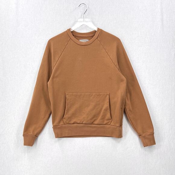 EVERLANE Track Crewneck Sweatshirt Mens Small Brown Raglan Long Sleeve Unisex - Picture 1 of 14